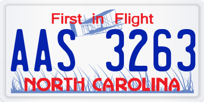 NC license plate AAS3263