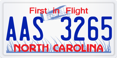 NC license plate AAS3265