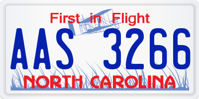 NC license plate AAS3266
