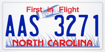 NC license plate AAS3271