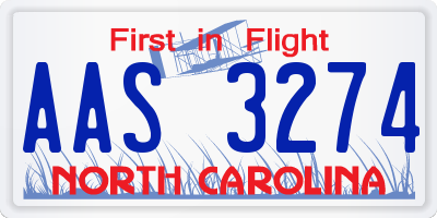 NC license plate AAS3274