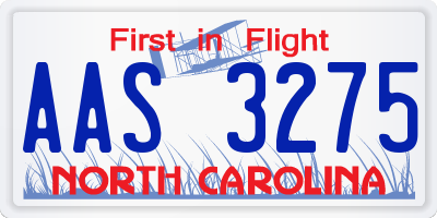 NC license plate AAS3275