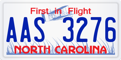 NC license plate AAS3276