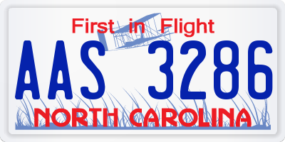 NC license plate AAS3286