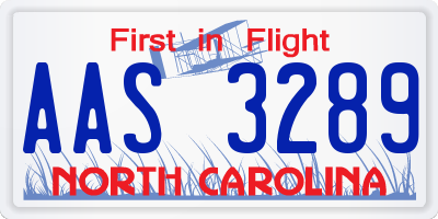 NC license plate AAS3289