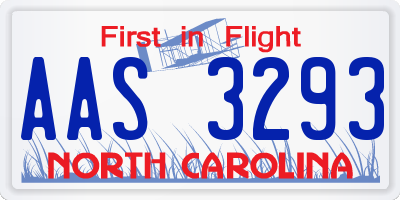 NC license plate AAS3293