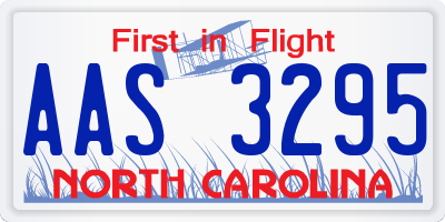 NC license plate AAS3295