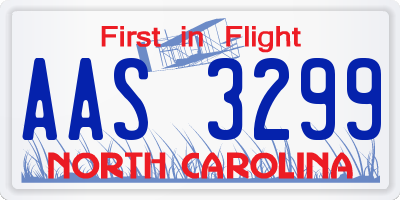 NC license plate AAS3299