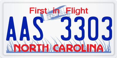 NC license plate AAS3303