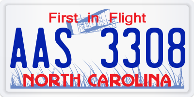 NC license plate AAS3308