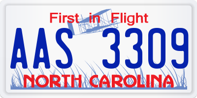 NC license plate AAS3309