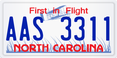 NC license plate AAS3311