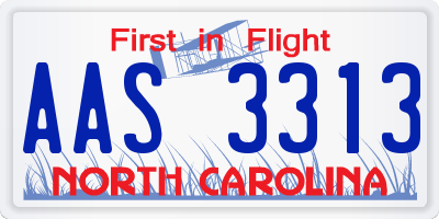 NC license plate AAS3313