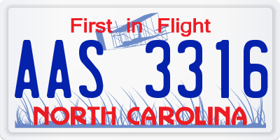 NC license plate AAS3316