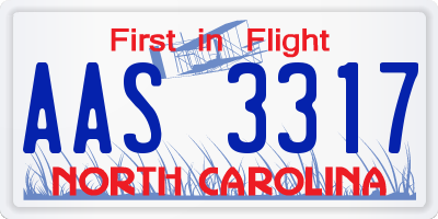 NC license plate AAS3317