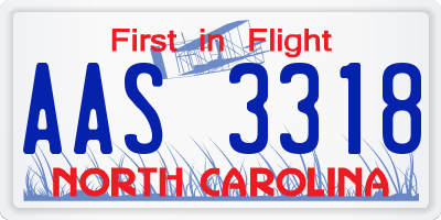 NC license plate AAS3318