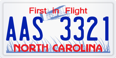 NC license plate AAS3321