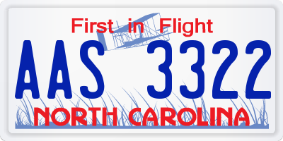 NC license plate AAS3322