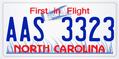 NC license plate AAS3323