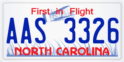 NC license plate AAS3326