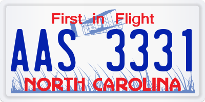 NC license plate AAS3331