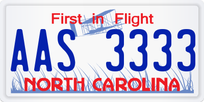 NC license plate AAS3333