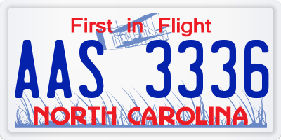 NC license plate AAS3336