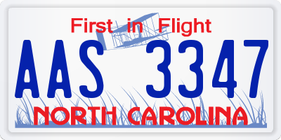 NC license plate AAS3347