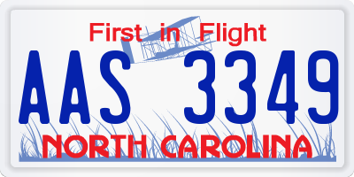 NC license plate AAS3349