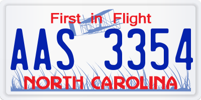 NC license plate AAS3354