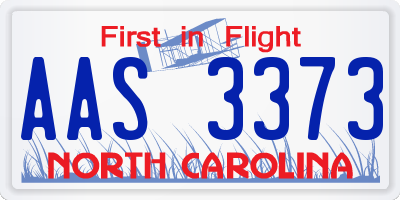 NC license plate AAS3373