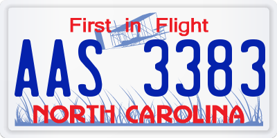 NC license plate AAS3383