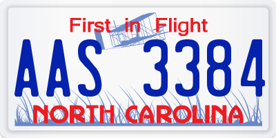 NC license plate AAS3384