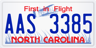 NC license plate AAS3385