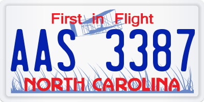 NC license plate AAS3387