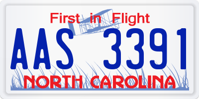 NC license plate AAS3391
