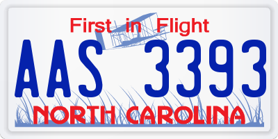 NC license plate AAS3393