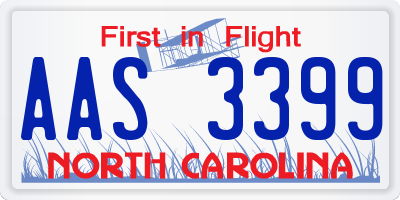 NC license plate AAS3399