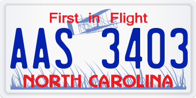 NC license plate AAS3403