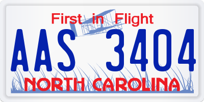 NC license plate AAS3404