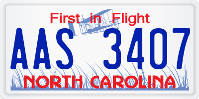 NC license plate AAS3407