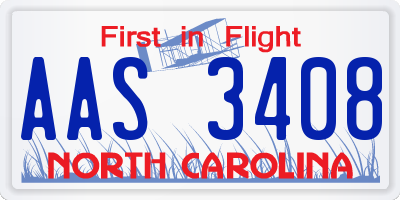 NC license plate AAS3408