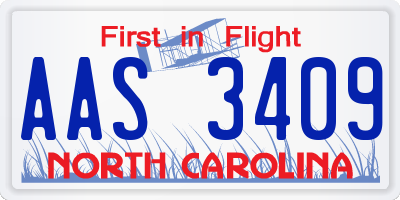 NC license plate AAS3409