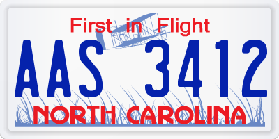 NC license plate AAS3412
