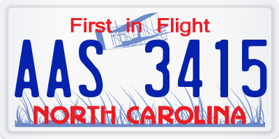 NC license plate AAS3415