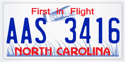 NC license plate AAS3416
