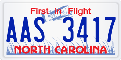 NC license plate AAS3417