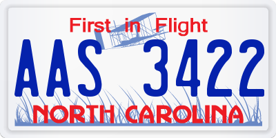 NC license plate AAS3422