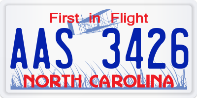 NC license plate AAS3426