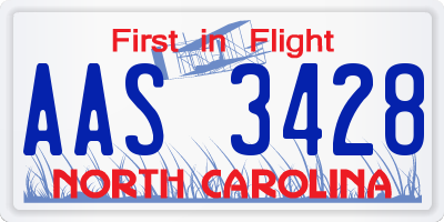 NC license plate AAS3428